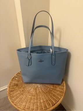 New With Tags Coach Light Blue Leather Tote
